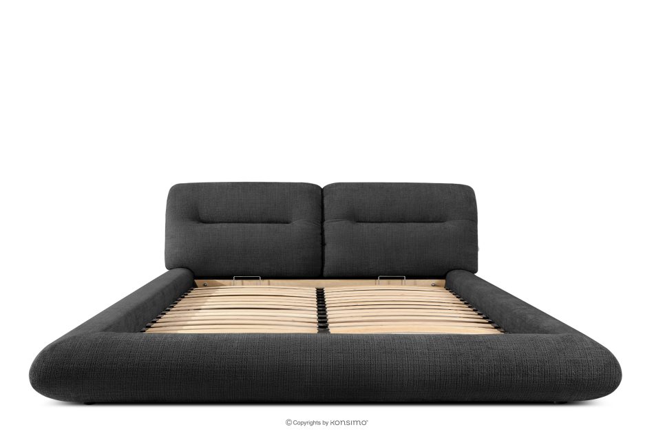 BERO Niedriges Polsterbett mit Bettrahmen 180 cm anthrazitfarbener Chenille-Stoff anthrazit - Foto 3