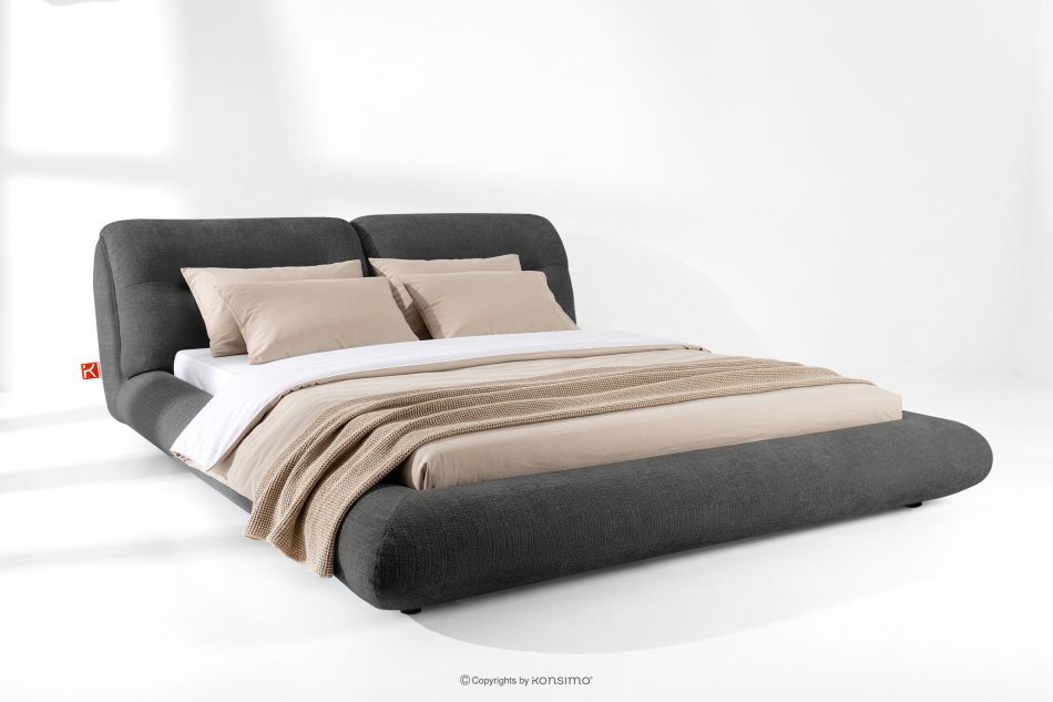 BERO Niedriges Polsterbett mit Bettrahmen 180 cm anthrazitfarbener Chenille-Stoff anthrazit - Foto 1