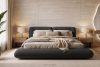 BERO Niedriges Polsterbett mit Bettrahmen 180 cm anthrazitfarbener Chenille-Stoff anthrazit - Foto 15