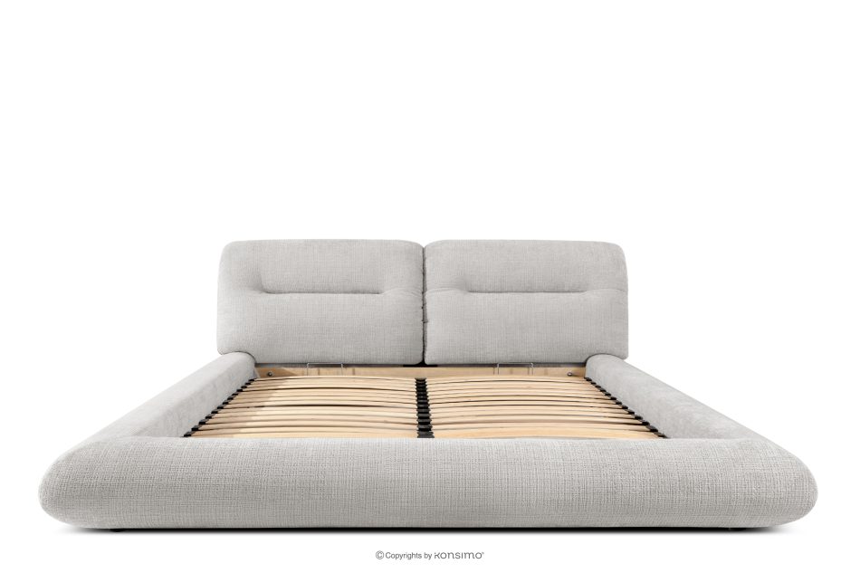 BERO Niedriges Polsterbett mit Bettrahmen 180 cm hellgrau Chenille-Stoff hellgrau - Foto 3