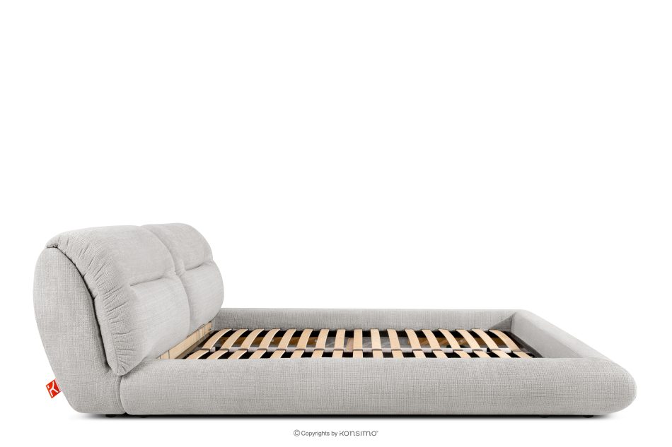 BERO Niedriges Polsterbett mit Bettrahmen 180 cm hellgrau Chenille-Stoff hellgrau - Foto 4