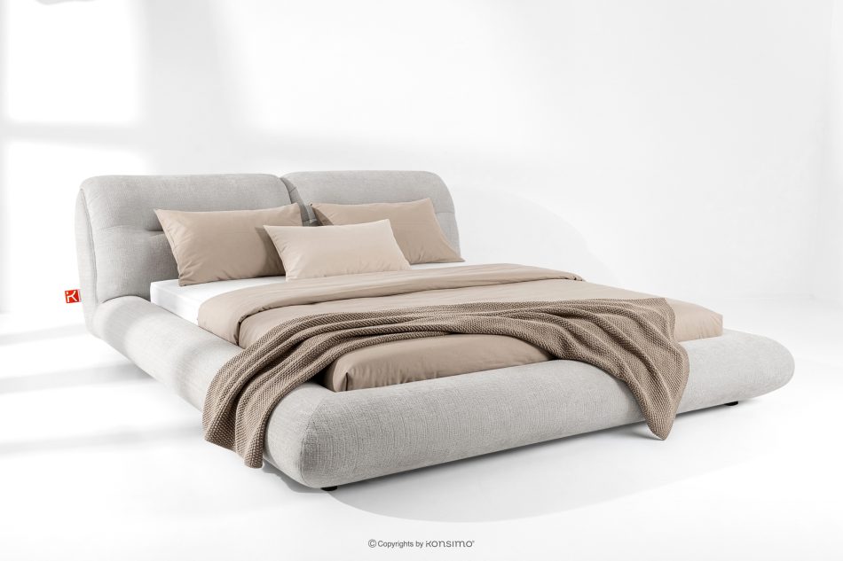 BERO Niedriges Polsterbett mit Bettrahmen 180 cm hellgrau Chenille-Stoff hellgrau - Foto 1