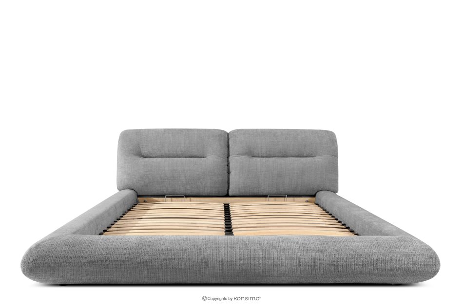 BERO Niedriges Polsterbett mit Bettrahmen 180 cm dunkelgrau Chenille-Stoff dunkelgrau - Foto 3