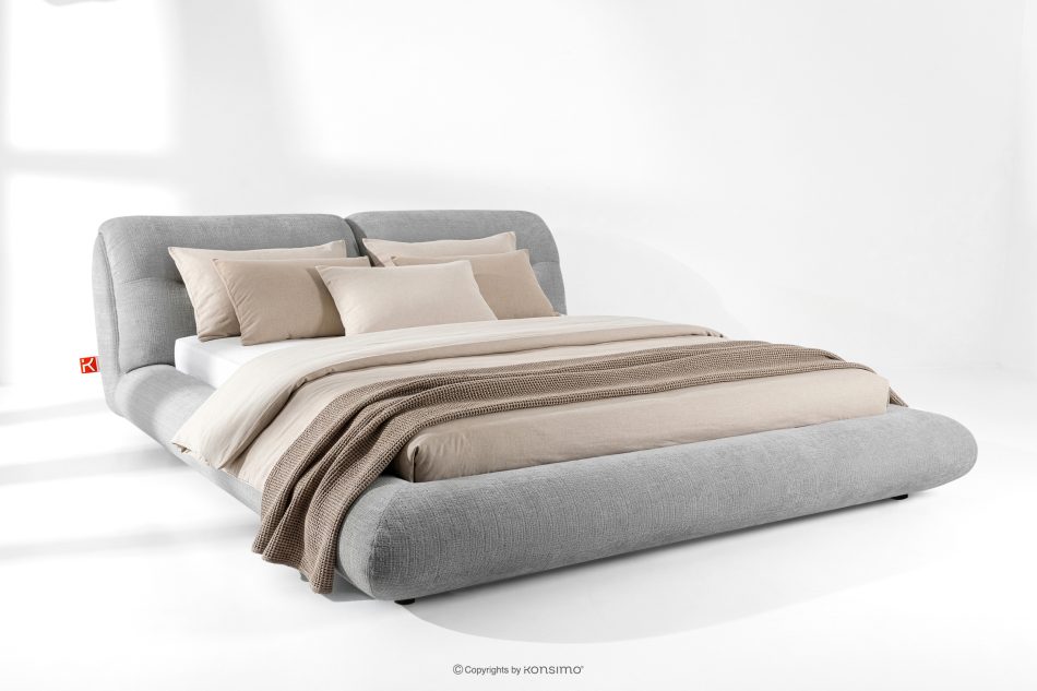 BERO Niedriges Polsterbett mit Bettrahmen 180 cm dunkelgrau Chenille-Stoff dunkelgrau - Foto 1