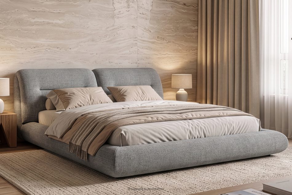 BERO Niedriges Polsterbett mit Bettrahmen 180 cm dunkelgrau Chenille-Stoff dunkelgrau - Foto 12