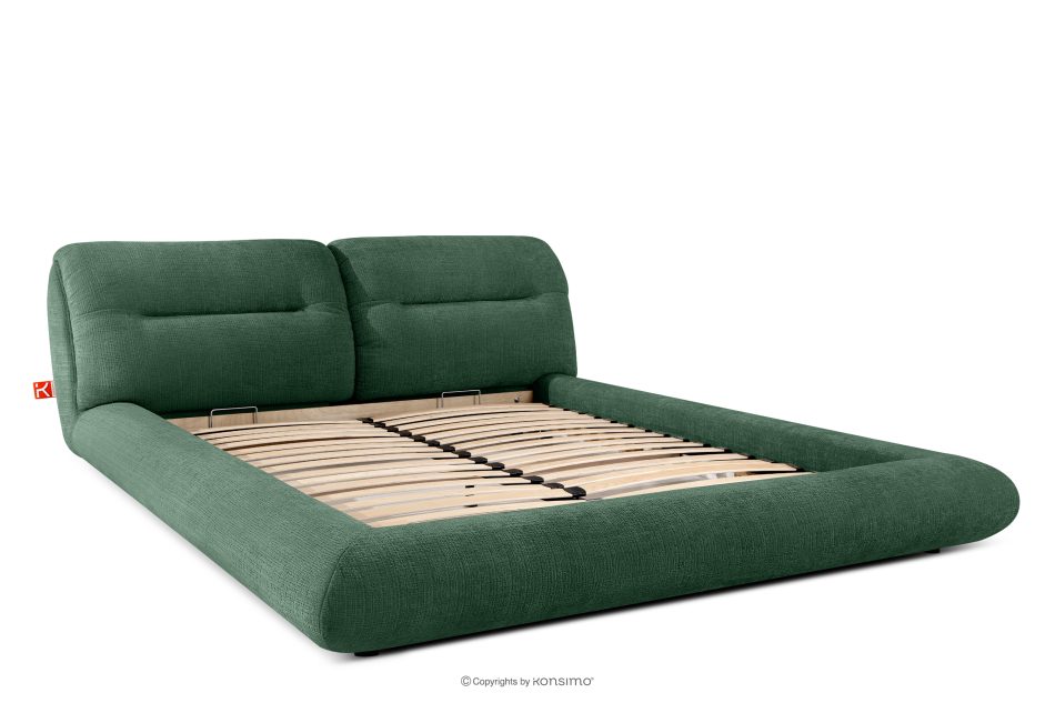 BERO Niedriges Polsterbett mit Bettrahmen 180 cm grün Chenille-Stoff grün - Foto 2