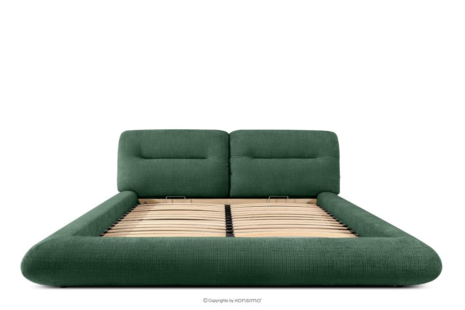 BERO Niedriges Polsterbett mit Bettrahmen 180 cm grün Chenille-Stoff grün - Foto 3