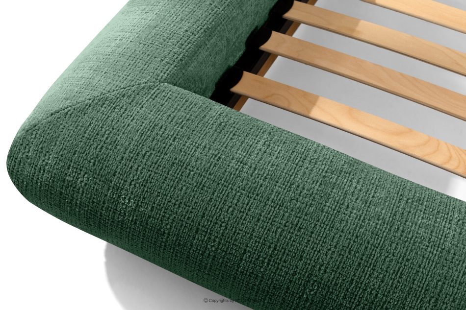 BERO Niedriges Polsterbett mit Bettrahmen 180 cm grün Chenille-Stoff grün - Foto 6