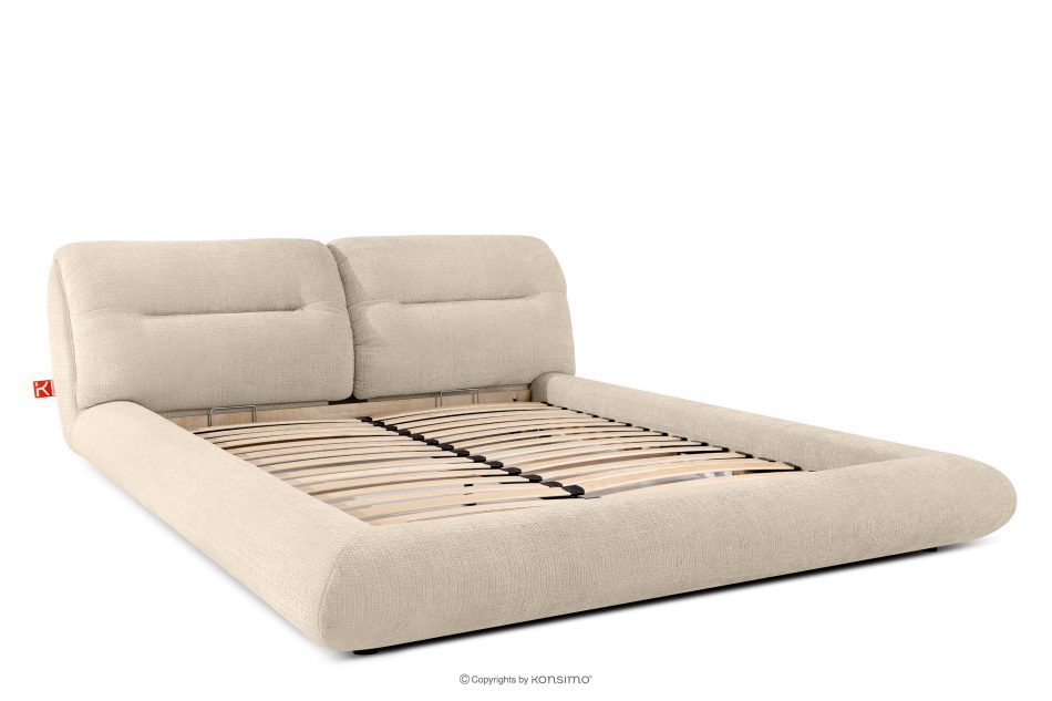 BERO Niedriges Polsterbett mit Bettrahmen 180 cm cremefarbener Chenille-Stoff cremefarben - Foto 2