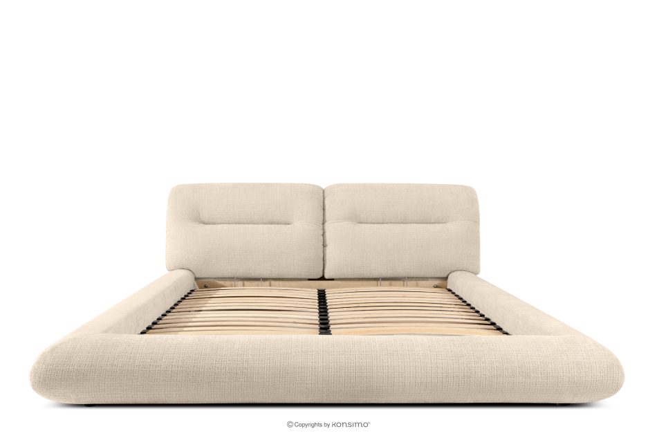 BERO Niedriges Polsterbett mit Bettrahmen 180 cm cremefarbener Chenille-Stoff cremefarben - Foto 3