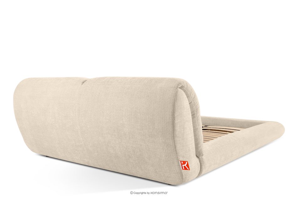 BERO Niedriges Polsterbett mit Bettrahmen 180 cm cremefarbener Chenille-Stoff cremefarben - Foto 5