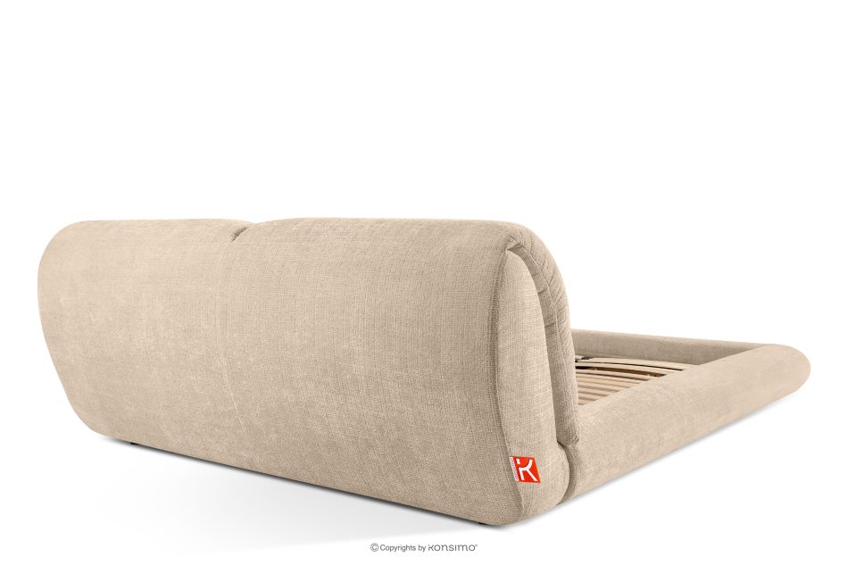 BERO Niedriges Polsterbett mit Bettrahmen 180 cm beiger Chenille-Stoff beige - Foto 5