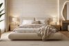 BERO Niedriges Polsterbett mit Bettrahmen 180 cm beiger Chenille-Stoff beige - Foto 15
